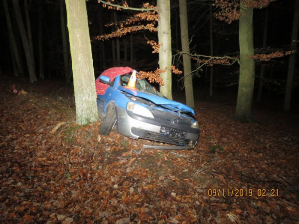 Mladý řidič nepřežil náraz do stromu v lesním úseku na Vodňansku