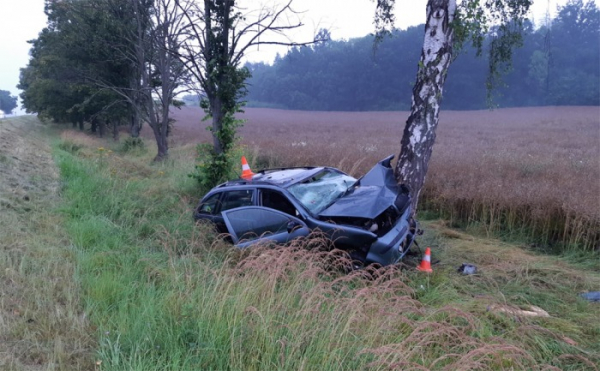 Vážné zranění si způsobila žena, která usnula za volantem a následně narazila do stromu